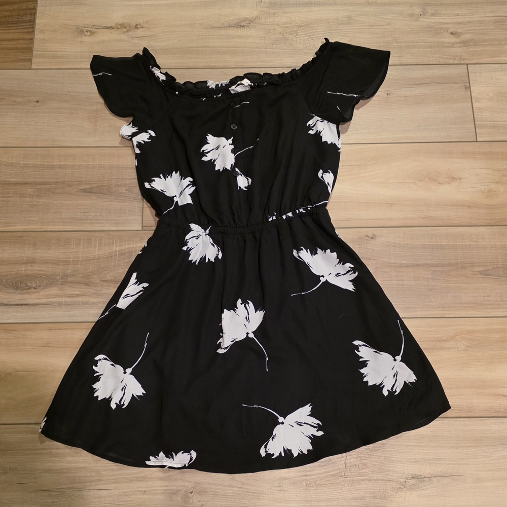 Maurices Black and White Floral Casual Dress